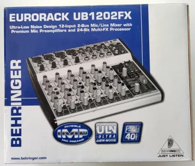 Audio Mixer - Behringer EURORACK UB1202FX Ultra-Low Noise Design 12-Input 2-Bus Mic/ Line Mixer mit Premium Mic Preamplifiers and Multi-FX Processor