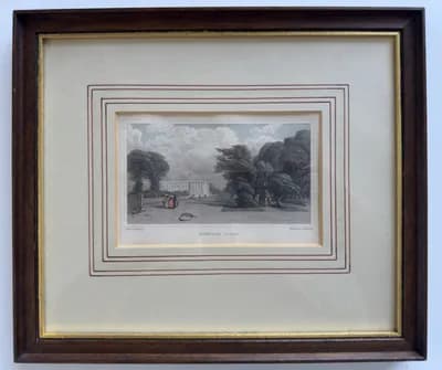 Hampton Court - handkolorierter Stahlstich um 1825 - P. De Wint / Charles Heath