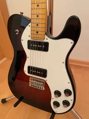 FENDER Modern Player Telecaster Thinline Deluxe, Sunburst, Mahagoni Korpus, Maple Neck, Pickups getauscht auf original Seymor Duncan SP90-Pickup-Set! zusätzlich original Fender FE620 E-Guitar Gigbag (099-1512-406), neu-unbenützt