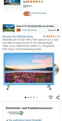 Medion 21,5 zoll TV mit DVD Player