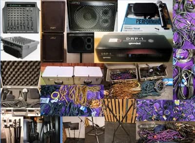 Neuwertige PA-Anlage Band Equipment Paket Set mit sehr viel Zubehör 8-Kanal Power Mischpult-Mixer 4 PA Boxen - 4x Boxenständer Digitaler Recorder - 5 Microfone - 3 Mikrofonständer 2 Notenständer Keyboardständer Großes Profi-Case Unmengen PA