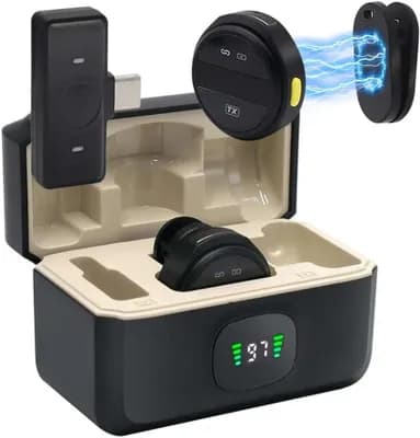 Kabelloses Lavalier Mikrofon, Wireless Mini Mikrofon für iPhone iPad & Android