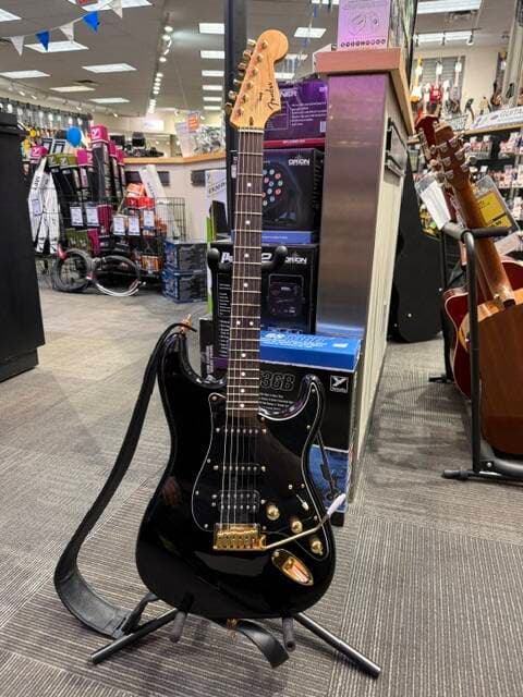 Modded Fender Standard Strat Black and Gold