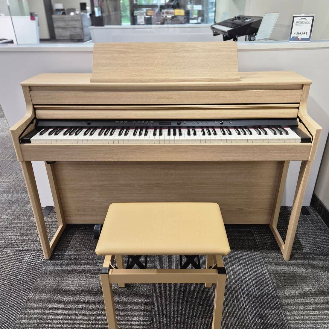 Roland - Piano numérique HP704 avec support et banc - Chêne clair
