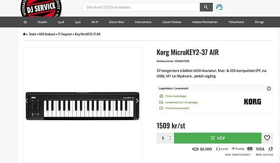 Korg MicroKEY2-37 AIR Midi keyboard, midi controller