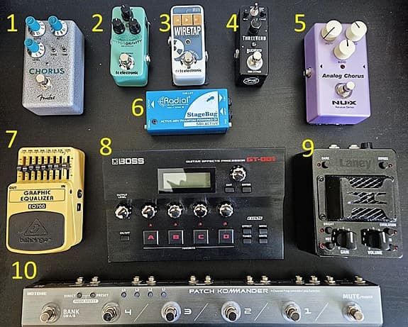 Gitarr pedaler - Boss GT-001 multieffekt - Preamp Laney Ironheart