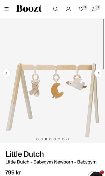 Little Dutch babygym i trä med hängande leksaker