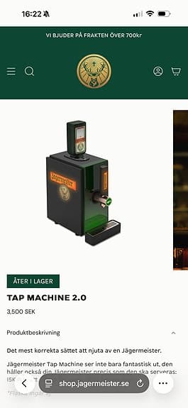 Jägermeister Tap Machine 2.0 – shotmaskin / Jägermeisterkyl