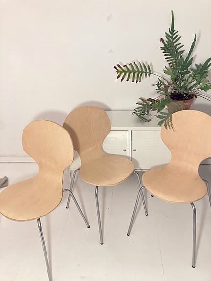 3 chairs in good condition, stacckable.