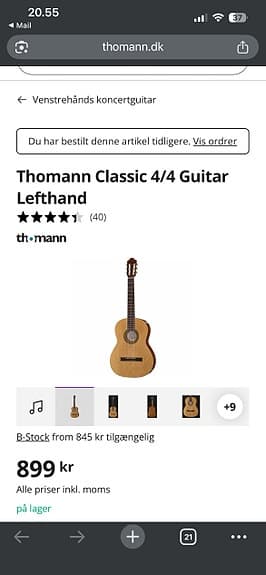 Thomann Classic 4/4 venstrehåndet akustisk guitar