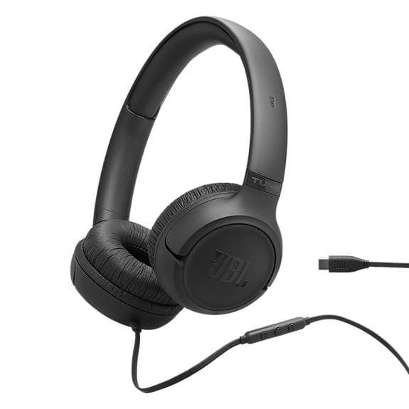 JBL Tune 530 On-Ear USB-C Wired, Black