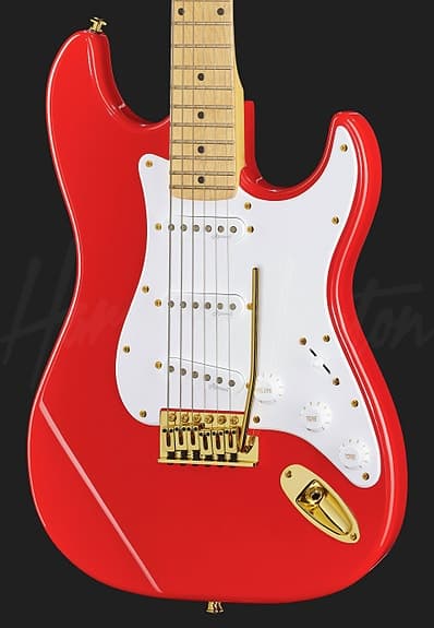 Harley Benton Elektrisk Tribute guitar Fiesta rød Hank Marwin Stratocaster‑stil