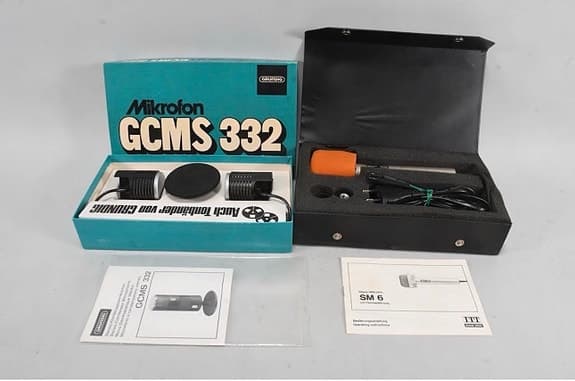 2 Vintage Mikrofoner Grundig GCMS 332 & ITT Schaub Lorenz SM6 [Komplette sæt]