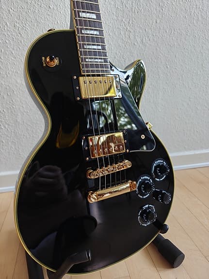 Epiphone Les Paul Custom Pro, Ebony Black, i absolut topstand! 🎸✨