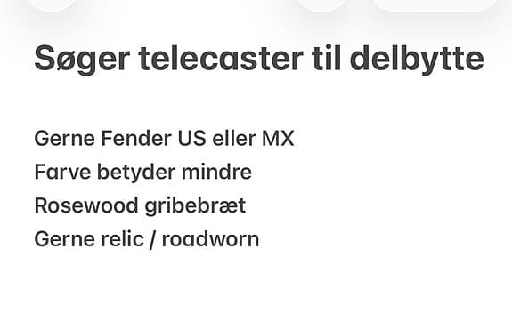 Søger Fender Telecaster til bytte for Gibson Les Paul