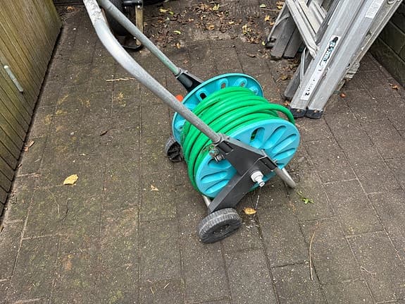 Portable Garden Hose Reel Cart on Wheels – Green Hose Included