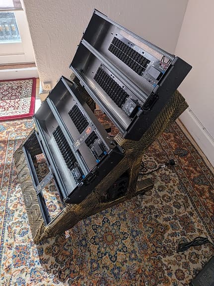 2 x Erica Synth Cases 2x104Hp Plus 1x104 HP workstation