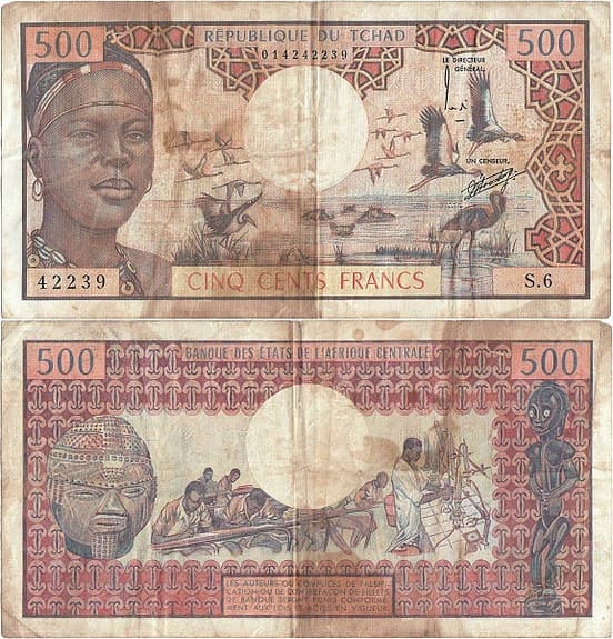 1974 , 500 Francs - Chad | P-2a