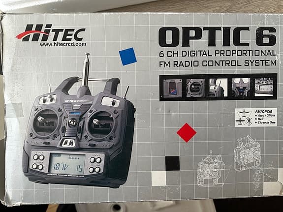 Hitec Optic 6 FM fjernstyring, servoer, motor, battei mv.