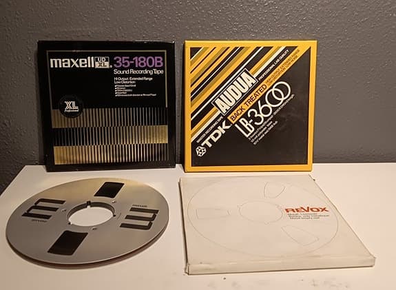 Maxell, TDK, Revox - 35-180B - LB-3600 / Metal-Spole 10,5 tommer Bundle Reel to