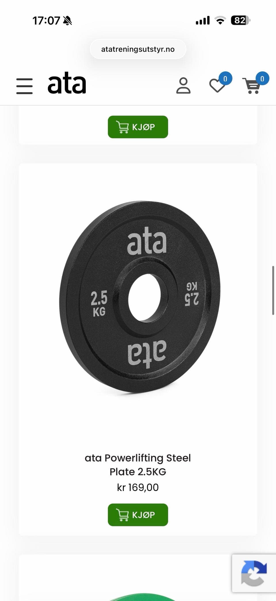 ATA vektskiver 0,5 kg, 1,25 kg og 2,5 kg