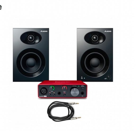 Focusrite Scarlett Solo (3rd Gen) og Alesis Elevate 4 Studio Monitor