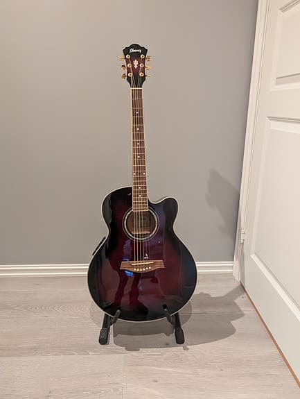 Ibanez AEL20E Electro Acoustic Guitar, Transparent Red Sunburst