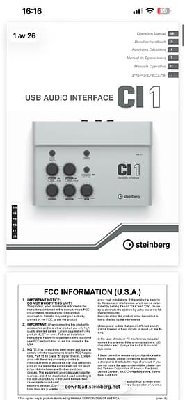 Steinberg CI1 USB lydkort / audio interface