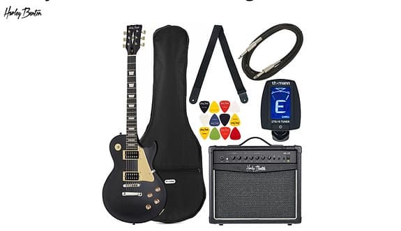 Harley Benton Elektrisk gitar Les Paul-type med forsterker og tilbehør