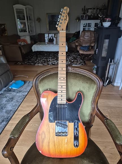 Telecaster-type elektrisk gitar natur sunburst
