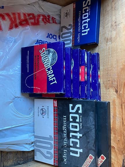 Pakke med 9 stk. UBRUKTE (NOS) spolebånd fra ca 60-tallet – Scotch & Soundcraft
