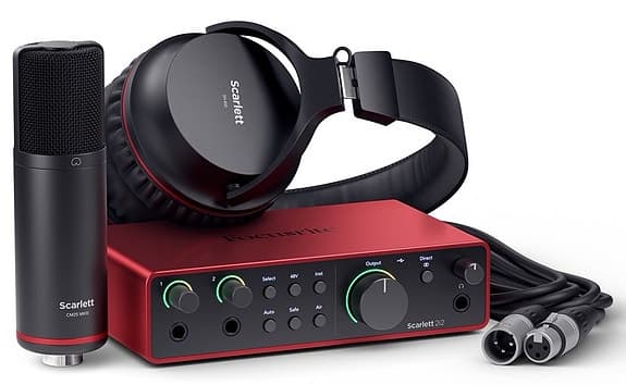Focusrite Scarlett 2i2 lydkort med hodetelefoner