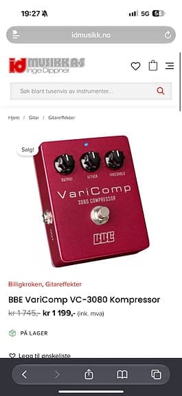 BBE VariComp 3080 Compressor gitarpedal rød