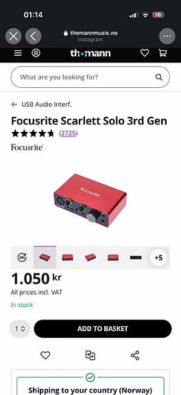 Focusrite Scarlett Solo 3rd Gen lydkort rød
