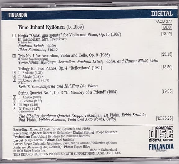 Timo-Juhani Kyllönen - Elegia | Trio No. 1 | Trilogy | Strin - image 2