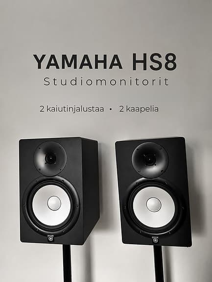 Yamaha HS8 studiomonitoripari + 2 jalustaa + kaapelit