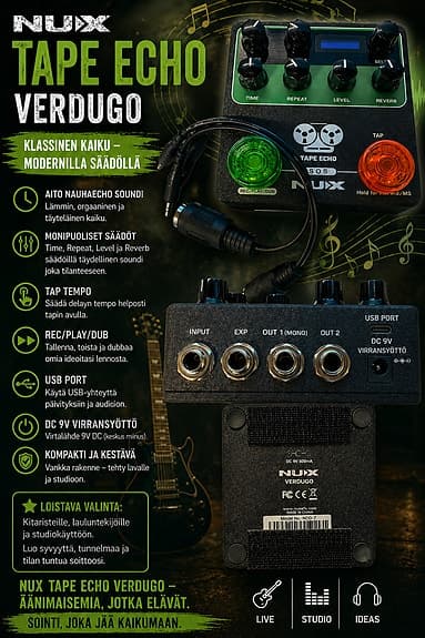 NUX Tape Echo Verdugo delay- ja kaiku -pedaali kitaralle