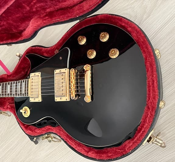 Vintage Les Paul -tyylinen sähkökitara musta - image 3