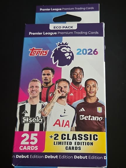 Topps Premier League 2026 -korttinippu (27 kpl)
