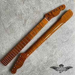 Tele Lion Flame Maple Guitar Neck – 21-Fret, Roasted Finish