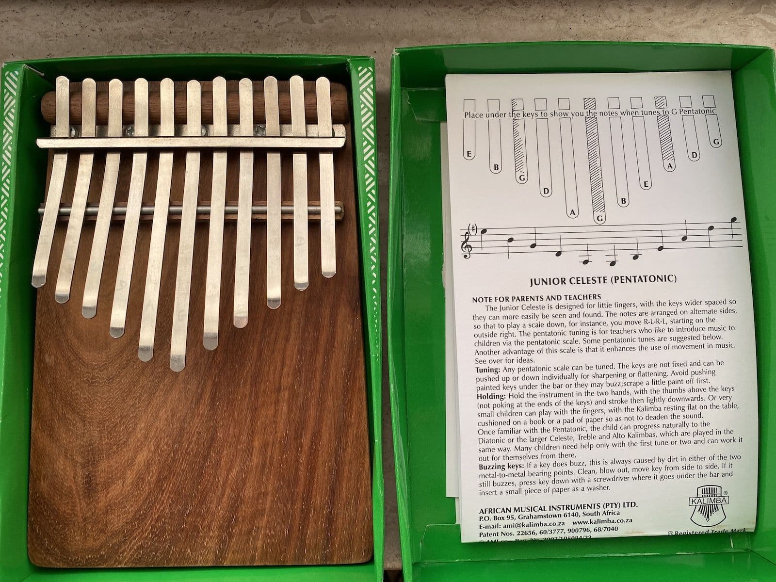 Hugh Tracey Kalimba Junior Celeste Pentatonic with pickup