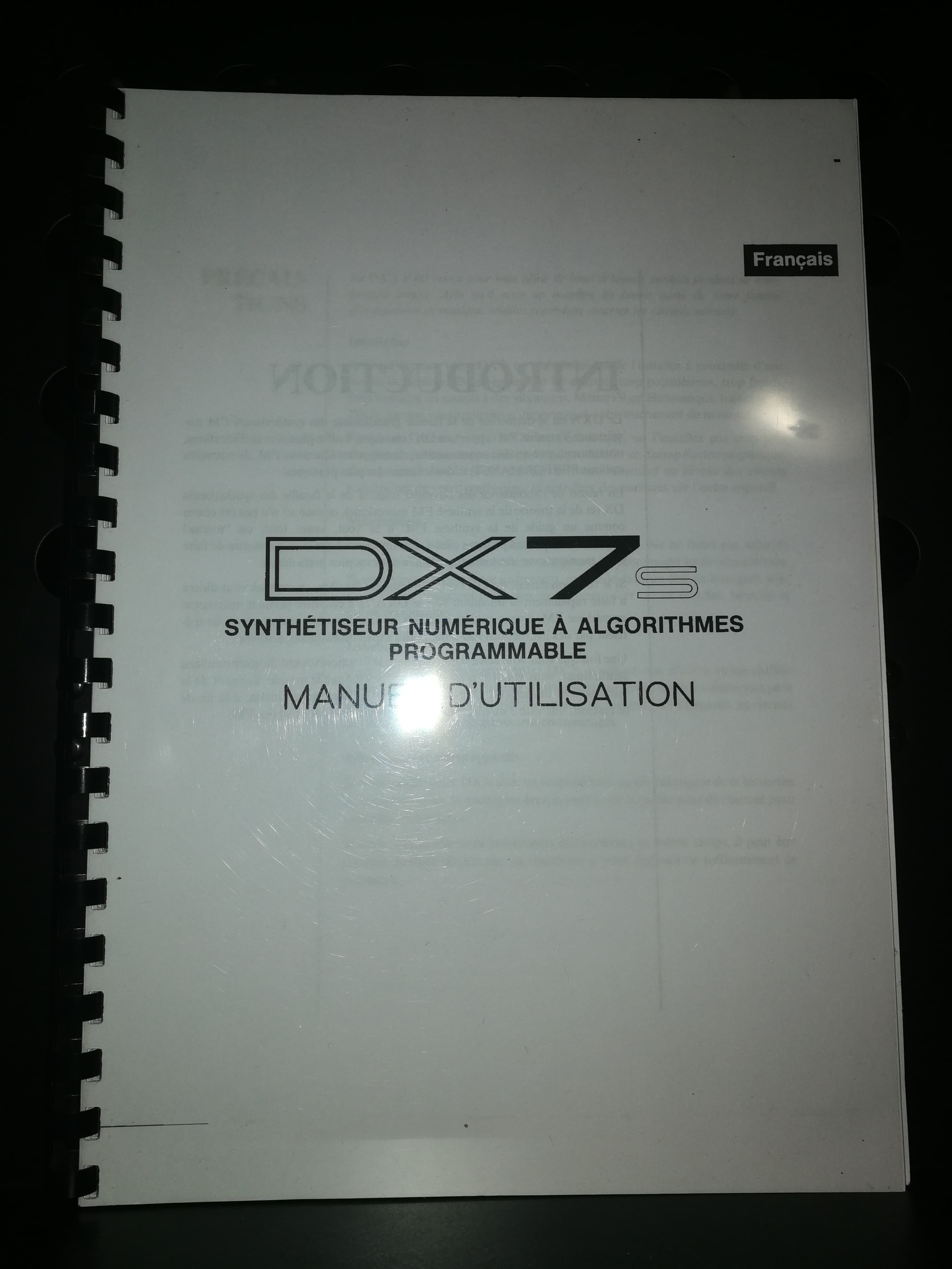 Vends manuel Yamaha DX7S