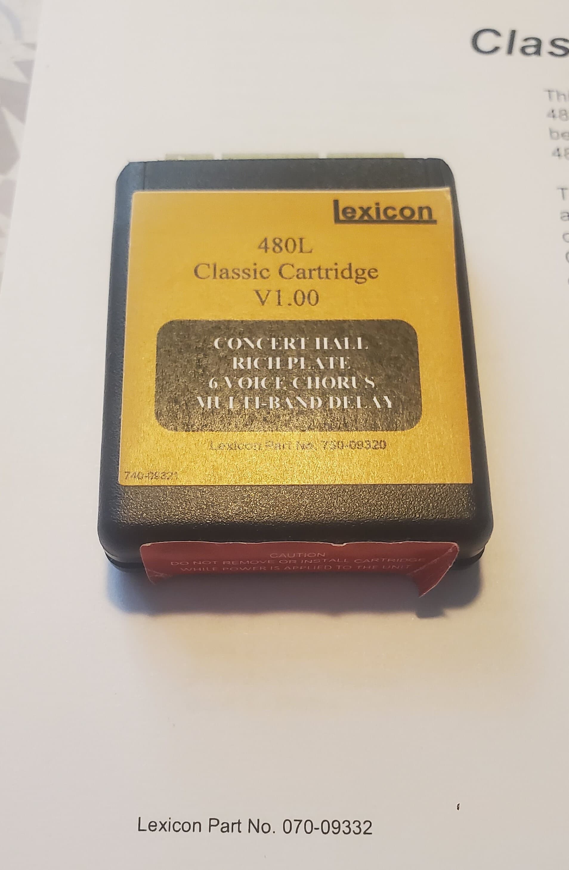 CLASSIC CARD / CARTRIDGE LEXICON 480 Carte mémoire Rom « Classic Card V 1.0 » pour unité de réverbération « Lexicon 480 » qui a