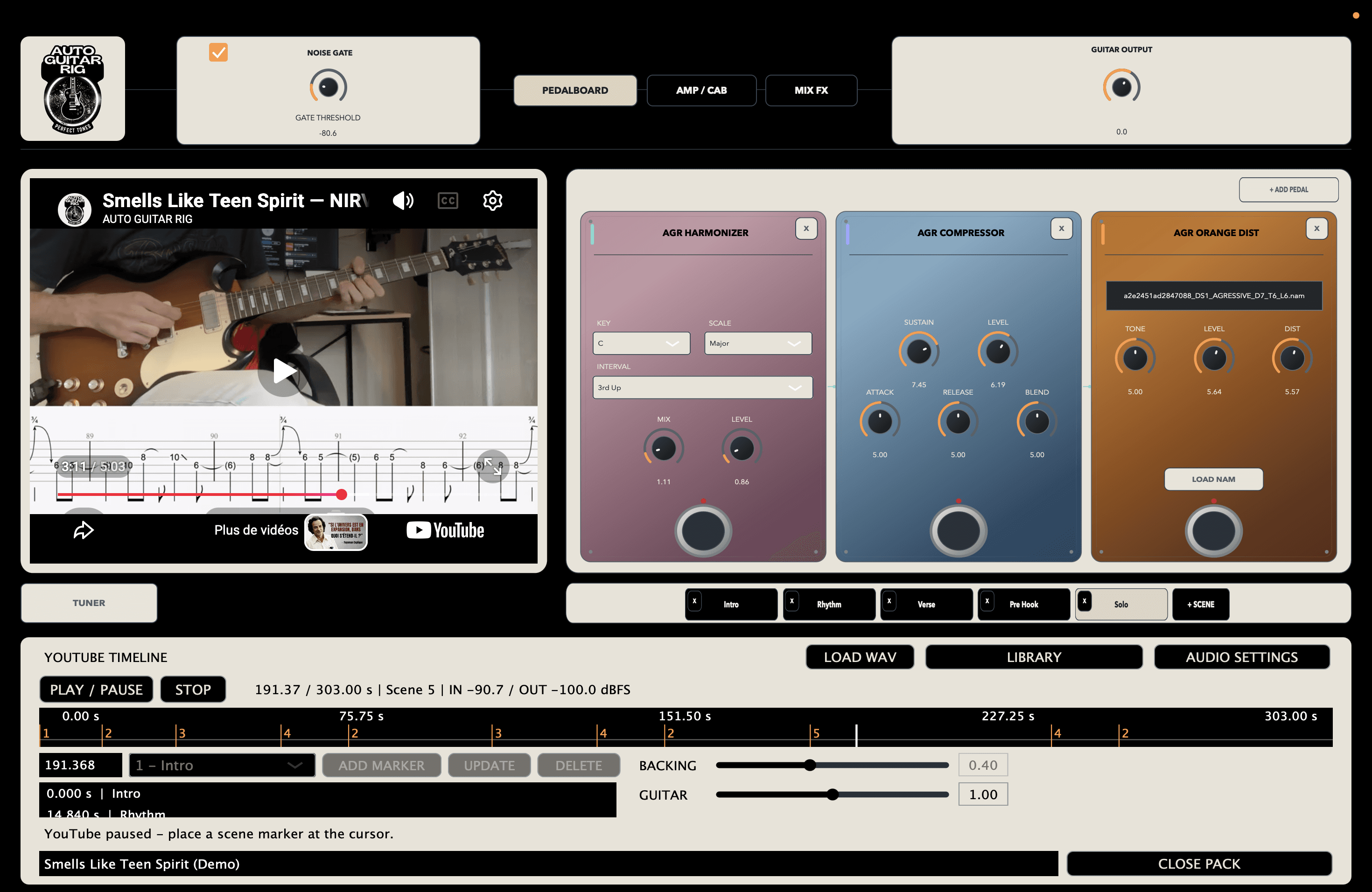 Auto Guitar Rig – application guitare avec changements de sons automatiques