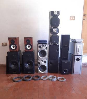 Casse audio acustiche passive subwoofer attivo mixer amplificatore led dj coppia