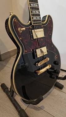D'Angelico Brighton De Luxe Solid Black seth lover con custodia rigida originale