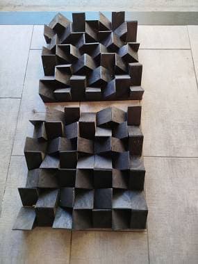 Coppia Pannelli ACUSTICI DIFFUSORI in LEGNO 50x50 cad. spessore max 10 cm
