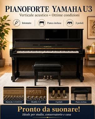 Yamaha U3 verticale nero lucido  intonato  ottime condizioni