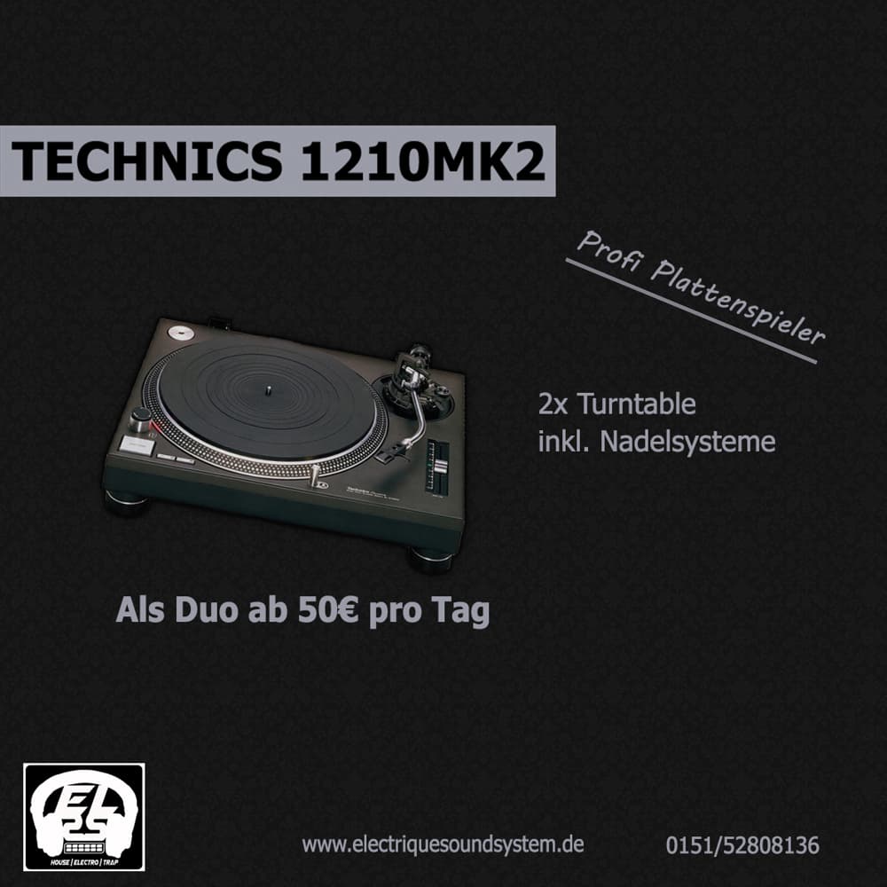 [VERMIETUNG] Plattenspieler Set Turntabel 2x Technics 1210er MK2 MK5