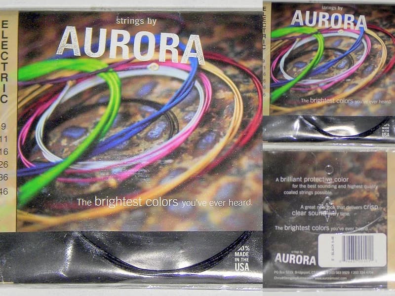 NEU*OVP Aurora Premium E-Gitarrensaiten, Stärke 9 46 Black Schwarz *USA